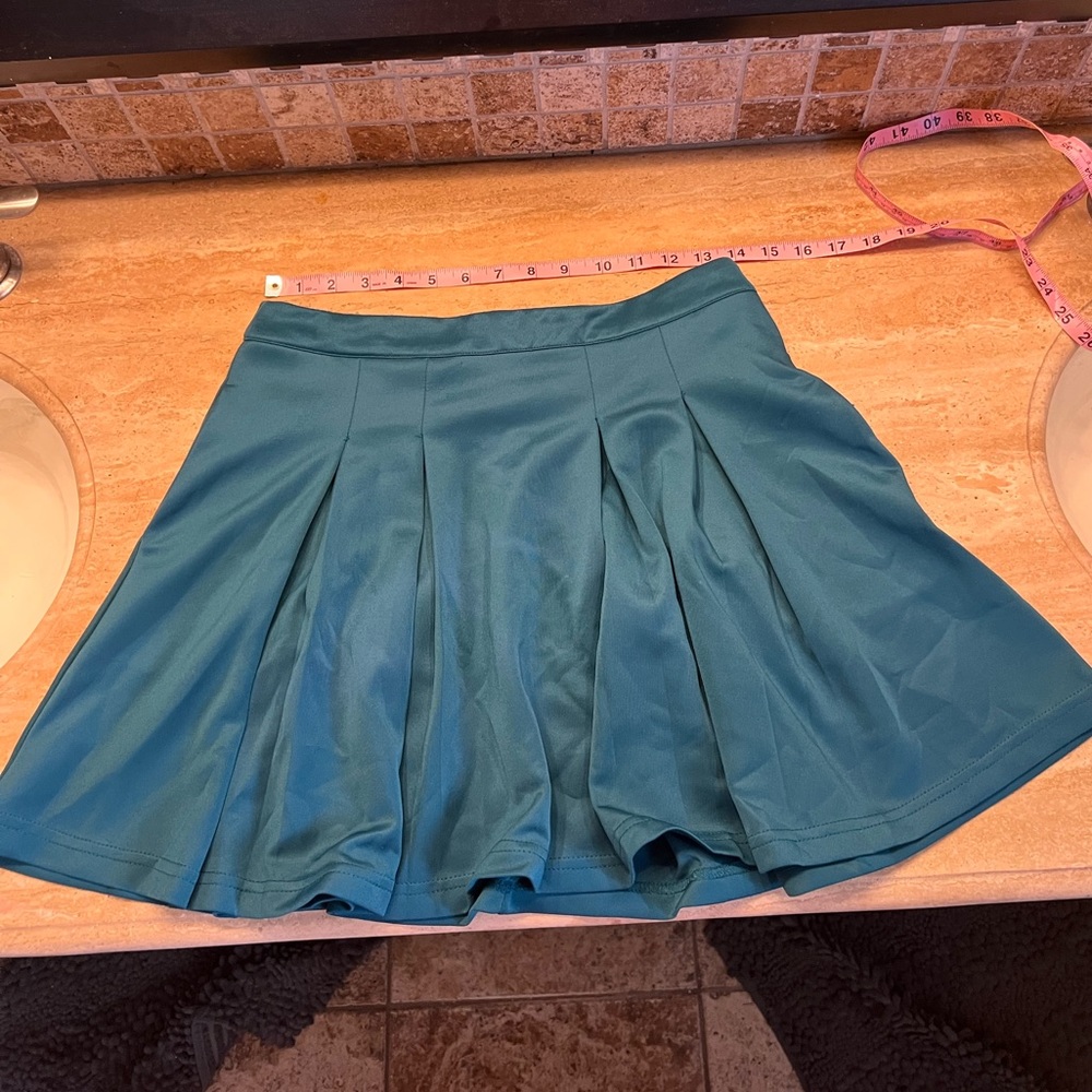 Teal Blue High Waisted Pleated Tennis Skirt Size L